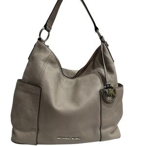 Michael Kors Taupe Hobo Bag with Logo Charm